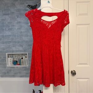 No Boundaries Vibrant Red Lace Dress